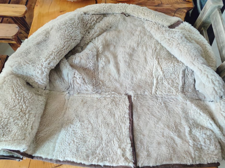 Мъжко кожено палто/яке/кожух Shearling/Винтидж естествена агнешка кожа   пилотско размер 52/54/XL/2Х