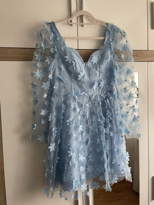 Rochie albastra cu flori