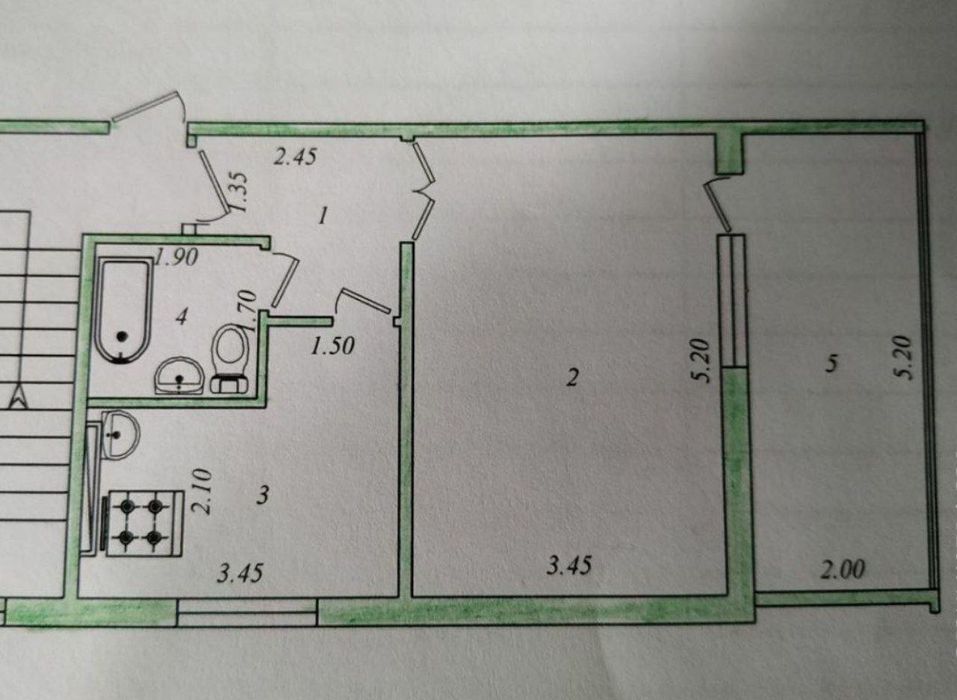 Каракамиш 1/4 квартал 1 КОМНАТНАЯ 1 этаж балкон 2х6м