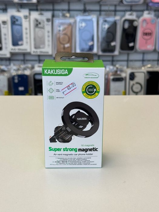 Suport Auto Magnetic Kakusiga, Prindere Clema Grila Ventilatie, Negru