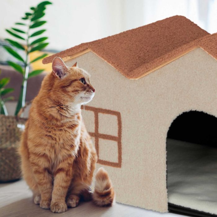 Casuta pliabila din plus pentru pisici sau caini mici cu pernuta 44x62