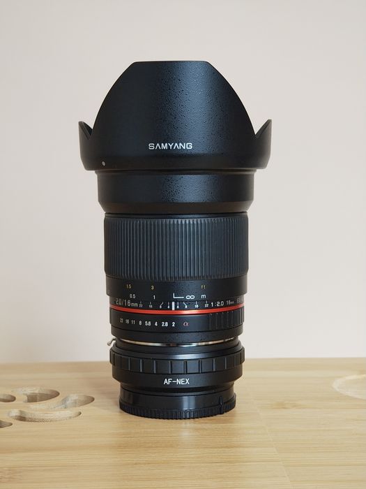 Обектив Samyang 16mm f2.0 ED AS UMC CS (Sony A) + адаптер за Е байонет