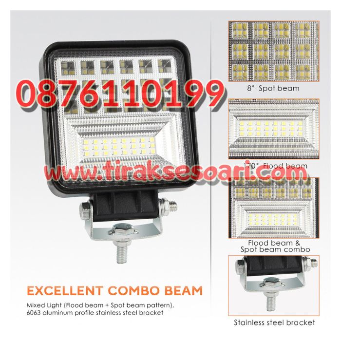 2 БРОЯ! 126W, 12-24V LED Халогени, LED фарове, диодни фарове, халогени