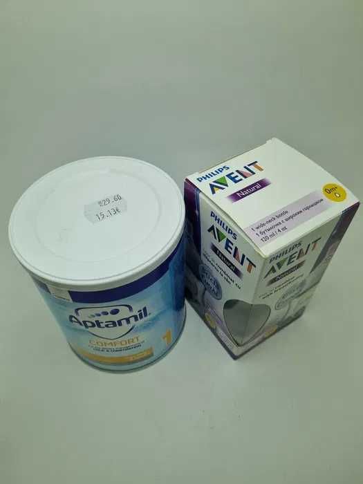 Philips Avent стъклено шише + 2 броя Aptamil Comfort от 0 до 6 месеца