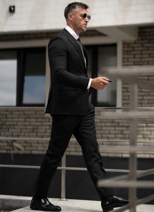 Costum slim 46 S premium Club Of Gents lana respirabila negru