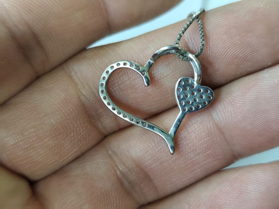 Сребърно колие 925 сърце