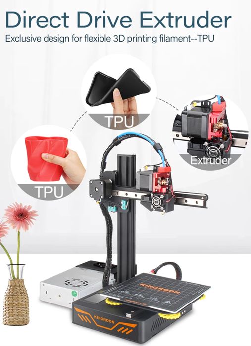Imprimanta 3D Kingroon 3DS + kit duze + 4 role filament