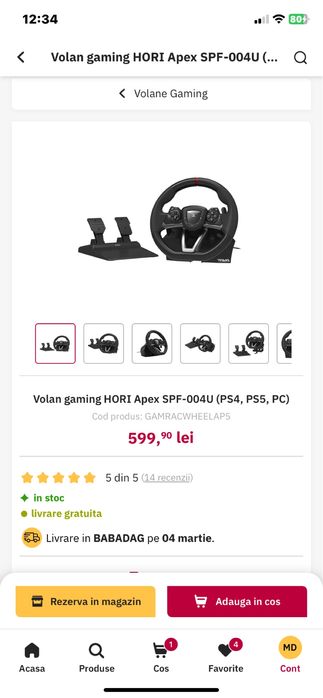 Vand urgent volan gaming ps 4/5 PC