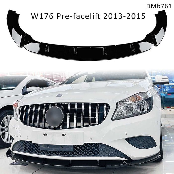 Черен лип спойлер предна броня Mercedes A W176 Pre-Face 13-15 мерцедес
