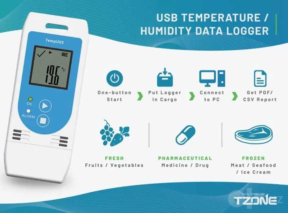 Дата логгер TempU03, регистратор данных о температуры и влажности