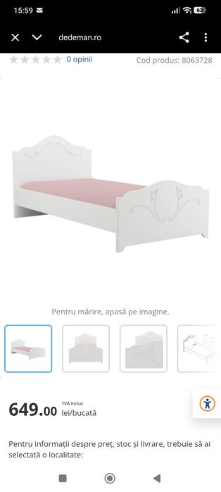 Pat copii Arte Mob SWEET, alb, nou/nefolosit