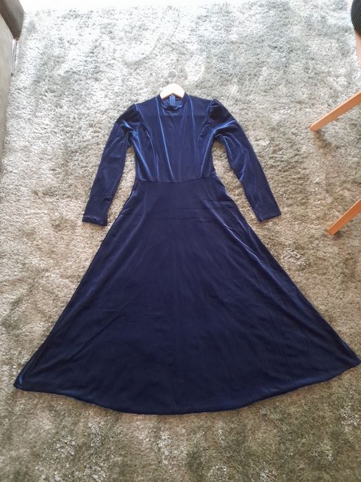 Rochie lunga catifea albastru marime S