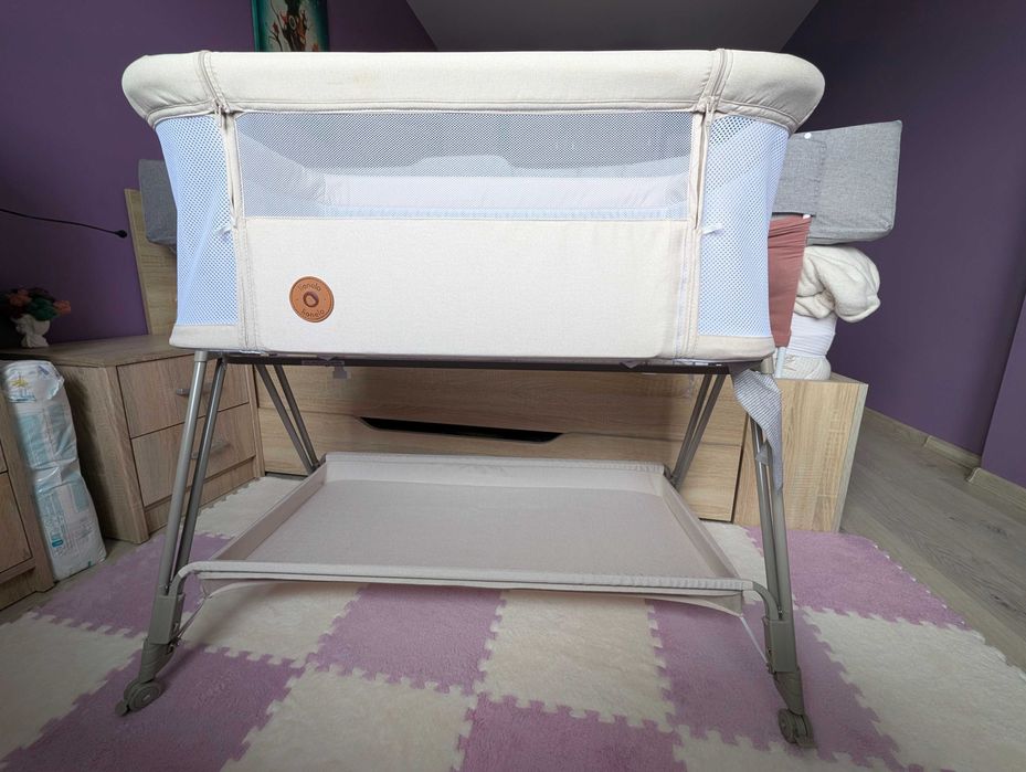 Бебешко легло Lionelo Luna 2 в 1 Beige Sand с матрак