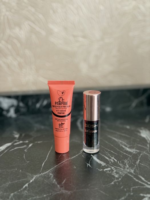 GOSH Lip Stain и Dr.PAWPAW Tinted Peach Pink Balm