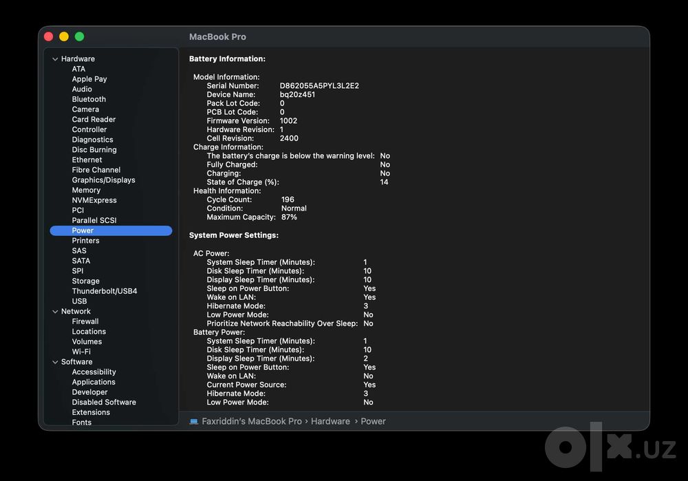 MacBook Pro M1 13inch 16/512 sotuvda