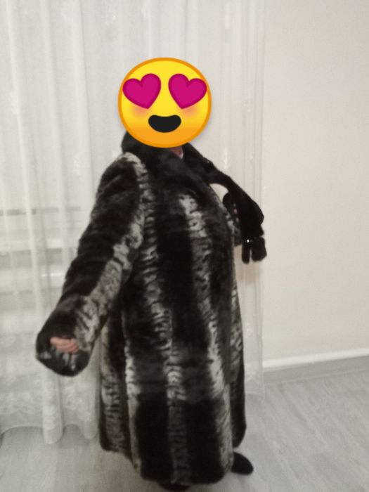 Шуба мутоновая, серая