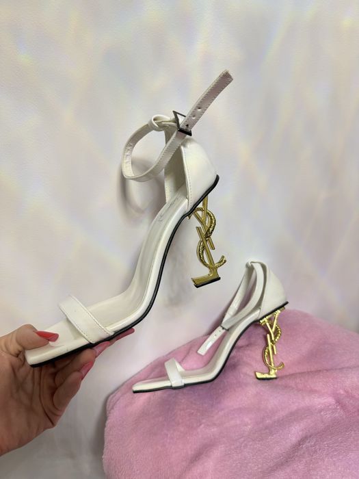 Sandale YSL toc auriu, model sarpe