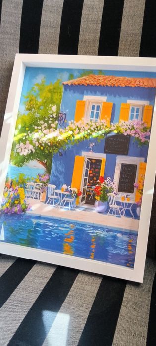 Ярки момичета с чадъри в дъждовен ден, 30 см.x 40 см Вертикална стенна