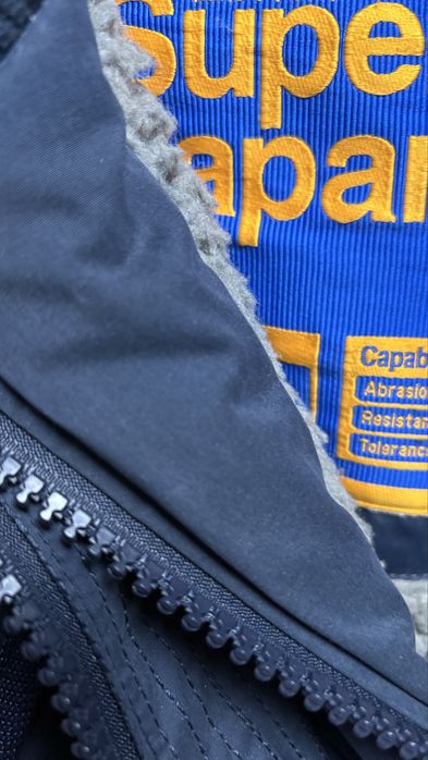 Geaca Superdry Marime L Albastru-Gluga-Foarte Caldursa-Stare F Buna-OK