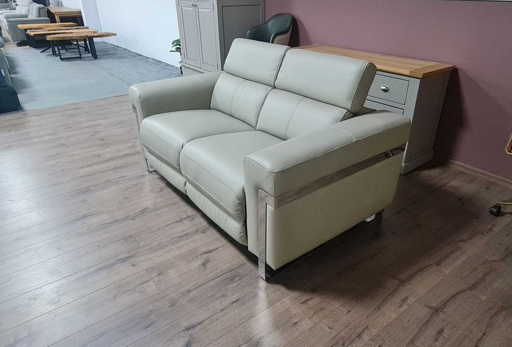 Сив кожен диван двойка "Moreno"