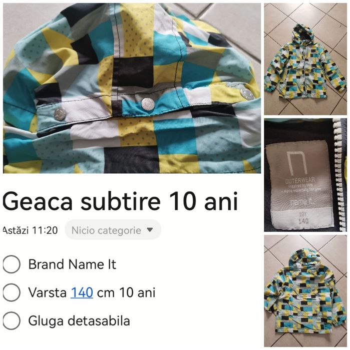 Geaca baiat  140 cm 10 ani