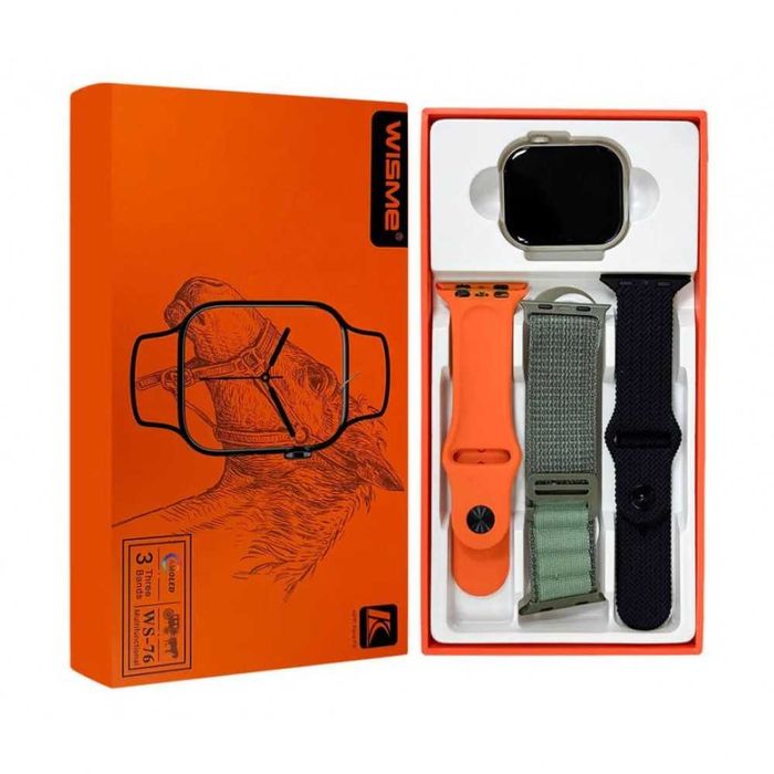 Смарт часовник WISME WS-76 AMOLED  с 3 каишки– IP68, Висока Яркост - Златист