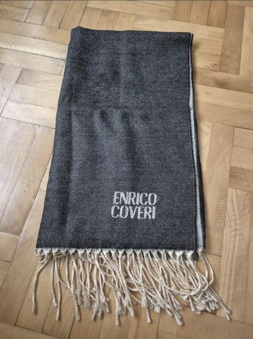 Eșarfa de Lux Enrico Coveri, Model Herringbone, Culoare Gri, Unisex