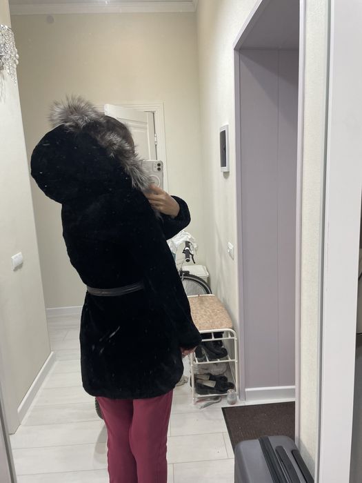 Шуба мутон+мех чернобурка