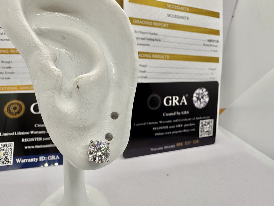 Сребърни обеци с мойсанит (Диамант) 1 карат