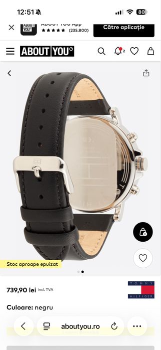 Ceas Tommy Hilfiger Negru 100% stainless steel