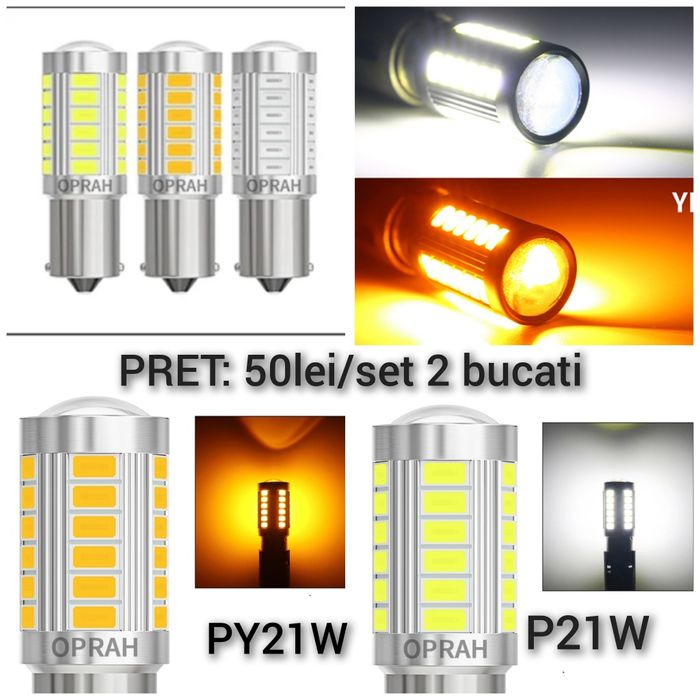 Led-uri auto H1,H4,H7,H8,H9,H11,W5W,P21W,semnal,pozitii,interior,etc
