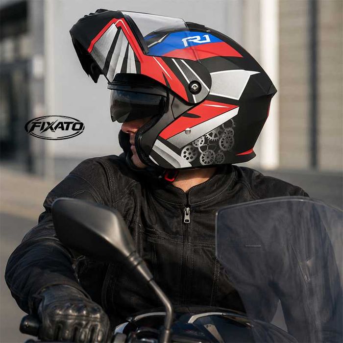 Casca Moto/Scuter Flip-Up, Viziera Dubla, Protectie UV, Rosu
