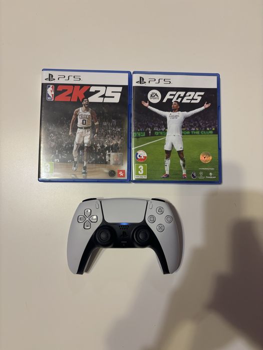 Ps5 slim 1tb disk +controller dualsense+ ea fc 25+ nba 2k25