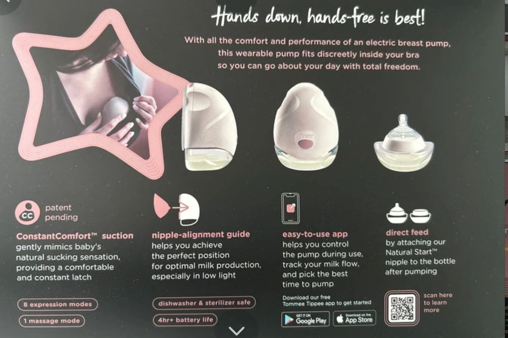 ЧИСТО НОВА Двойна безжична електрическа помпа за кърма Tommee Tippee Made for Me Hands-Free