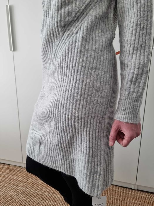 Rochie pulover NEXT noua cu eticheta, marime 40 (M), gri, tricotata