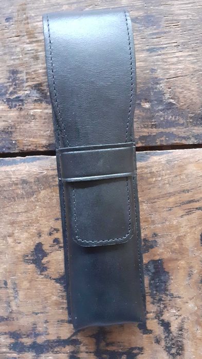 калъф за химикалки Лами Lamy черен, естествена кожа, антикварен, двоен