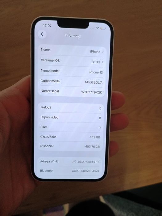 Vând iPhone 13 roz 512gb, Funcționează perfect, ca defect nu citește SIM ul