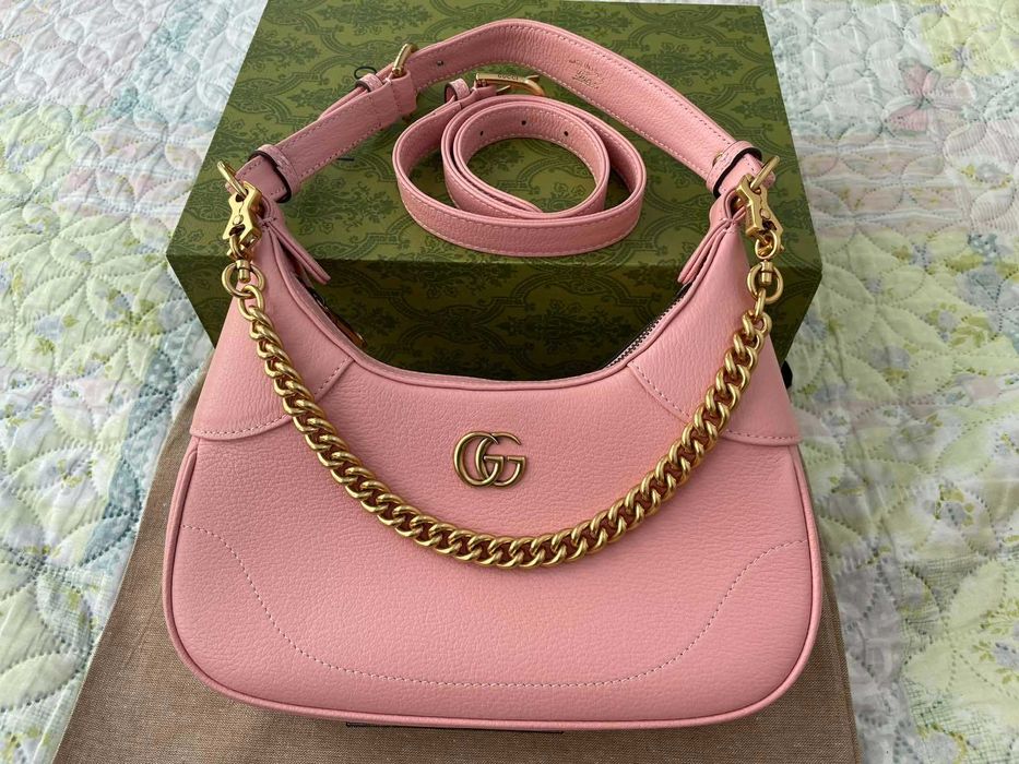 Гучи Розова Кожена чанта Оригинална Gucci Aphrodite Дръжка И Синджир