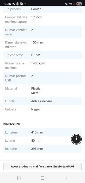 Cooler Laptop– 2 ventilatoare