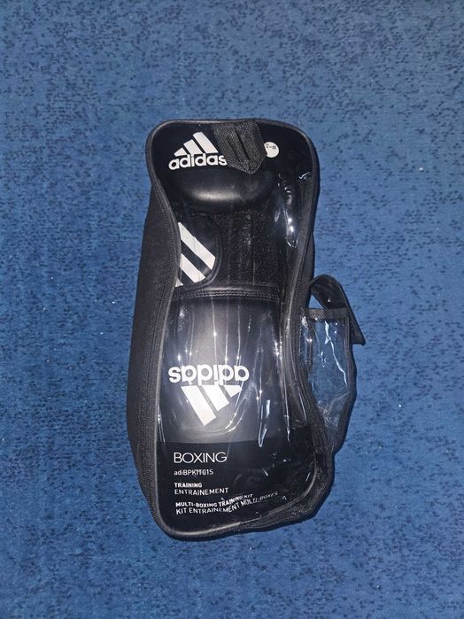 Kit Box Adidas (mănuși 12oz + bandaje) + Protecții tibie Outshock M – NEFOLOSITE