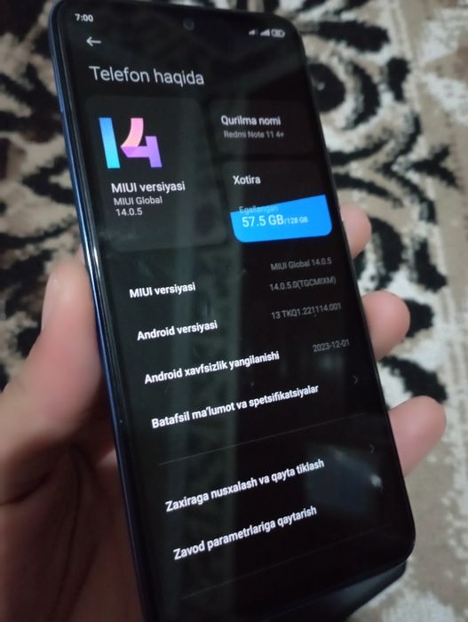 Redmi note 11 6ga 128 talik