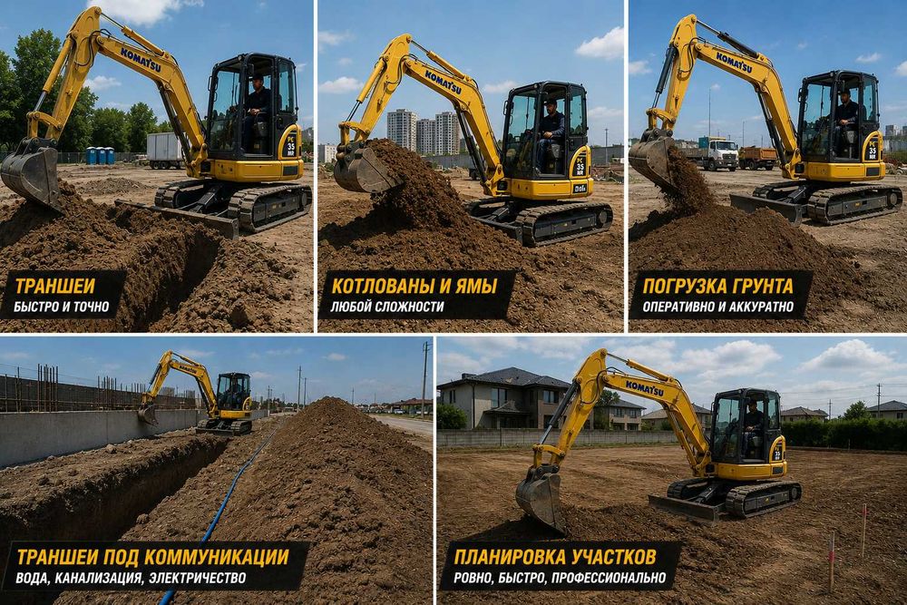 Услуги Мини-экскаватора. Мини экскаватор KOMATSU блоха Малютка