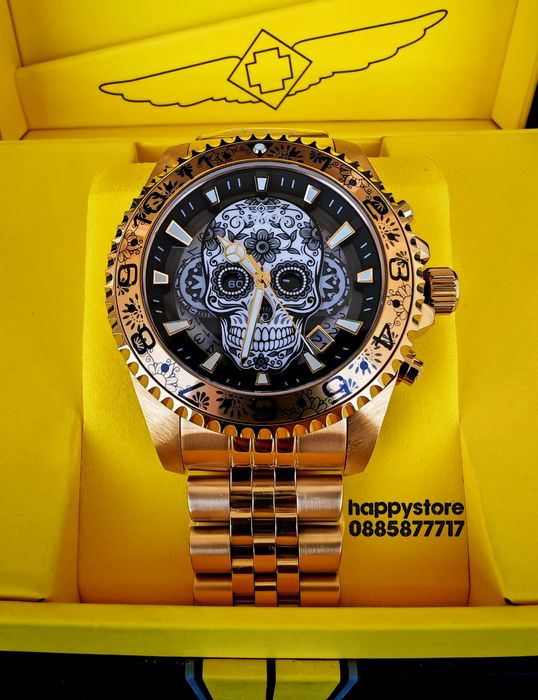 INVICTA Muertos Gold steel 44 mm, Инвикта нов ръчен часовник