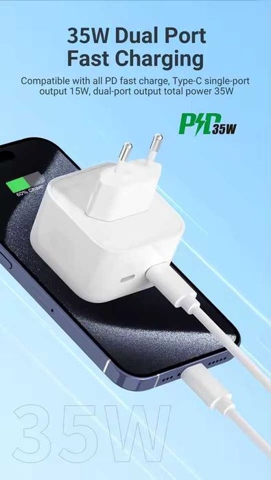 Apple 35W USB-C+C Power Adapter двоен адаптер с TYPE C изход