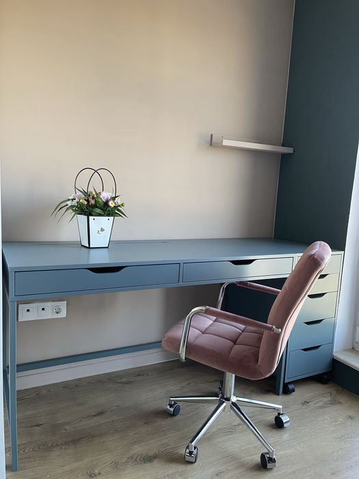 Scaun de birou ergonomic Q-022 Velvet Roz, l51xA40xH87-97 cm