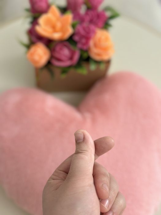 Подушка-игрушка сердце, декоративная, плюшевая