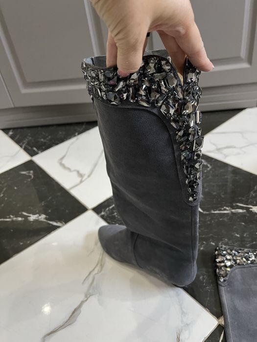 Сапоги замша со стразами,новые