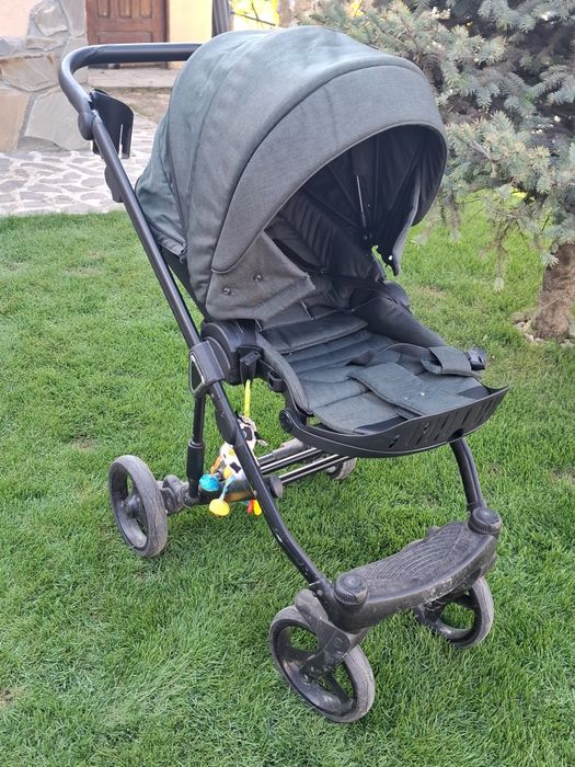 Vând cărucior Adamex  Dark Green 98 3 in 1 perfect functional( scoica landou si parte sport)