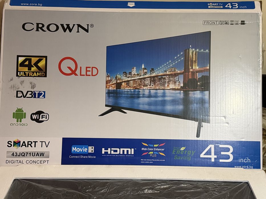 Crown 43” Smart android 4k dolby
