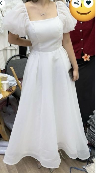 Белое пышное платье